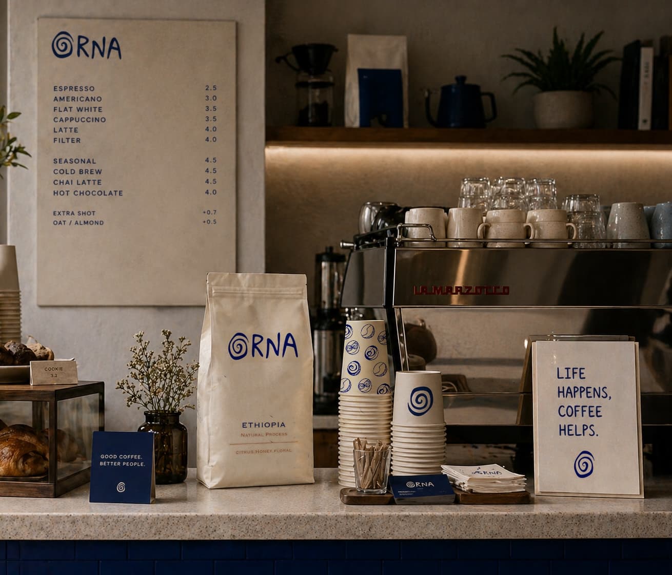 Hero — ORNA Coffee House identity